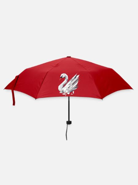 Eleganter geometrischer Schwan - Symbol für Anmut - Regenschirm (klein) - Rot