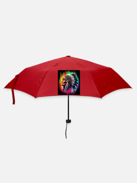 Amerikanisch, Indianer, Amerikaner - Regenschirm (klein) - Rot