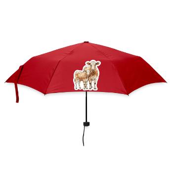 Kuh und Kalb – Aquarellkunst mit Herz - Regenschirm (klein) - Rot - Vorne