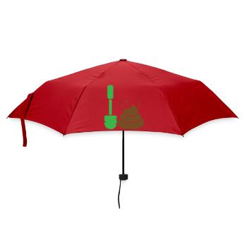 Grüner Marker trifft Poop-Emoticon - Regenschirm (klein) - Rot - Vorne