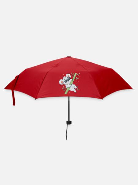 Koala auf Bambus mit Brille - Regenschirm (klein) - Rot