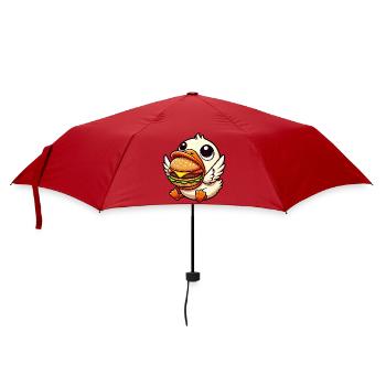 Funny duck hamburger food lover - Umbrella (small) - red - Front