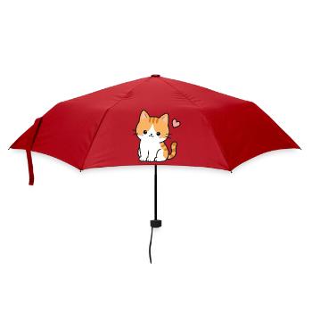 Cute Kawaii Kitten With Pink Heart - Umbrella (small) - red - Front