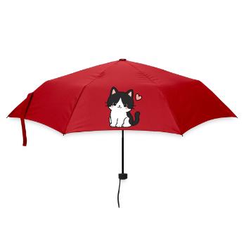 Cute Black Cat With Heart - Umbrella (small) - red - Front
