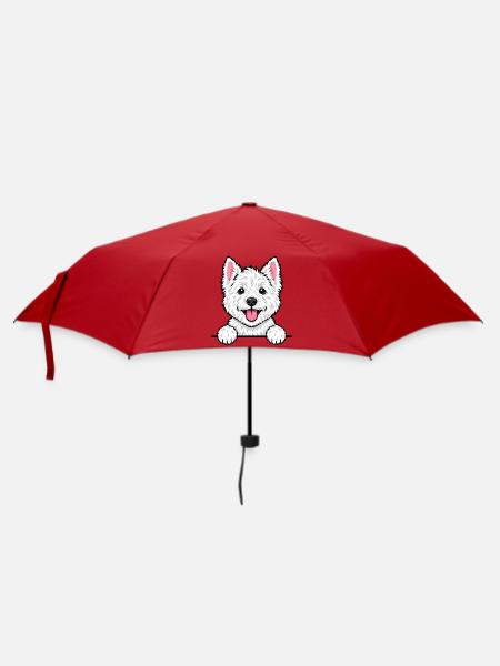 Westie West Highland White Terrier - Regenschirm (klein) - Rot