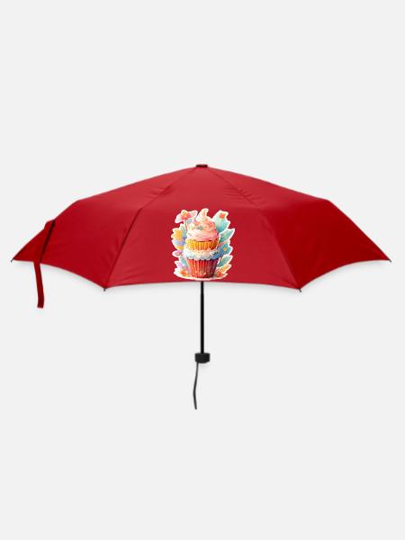 Blumen Cupcake - Regenschirm (klein) - Rot