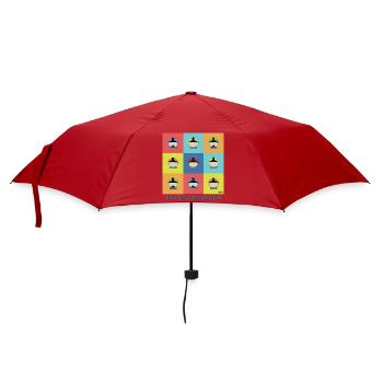 Die Löschgruppe Pop Art Grid - Feuerwehr - Regenschirm (klein) - Rot - Vorne
