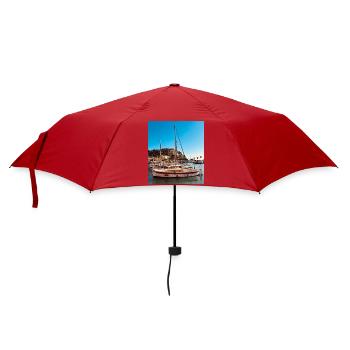 Segelboote im blauen Hafen - Regenschirm (klein) - Rot - Vorne