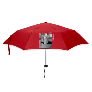 Gartenzwerg im Monochrom-Look - Regenschirm (klein) - Rot - Vorne