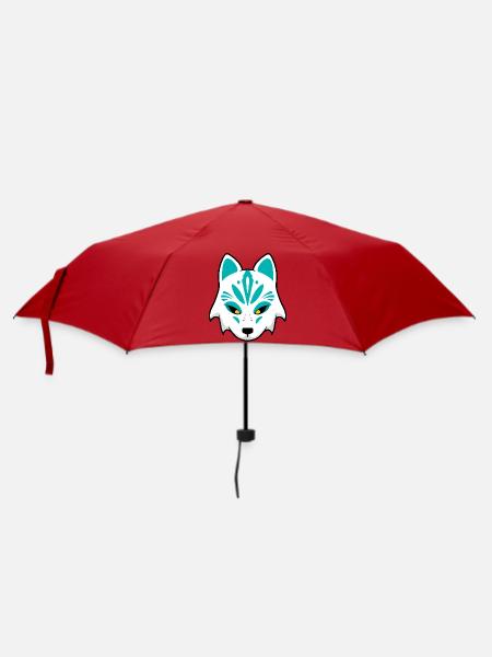 Teal Wolf Maske - Regenschirm (klein) - Rot