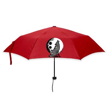 Wolf heult den Mond an - Regenschirm (klein) - Rot - Vorne