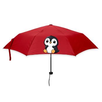 Cute Penguin Cartoon Water Lily Laughing Joy - Umbrella (small) - red - Front