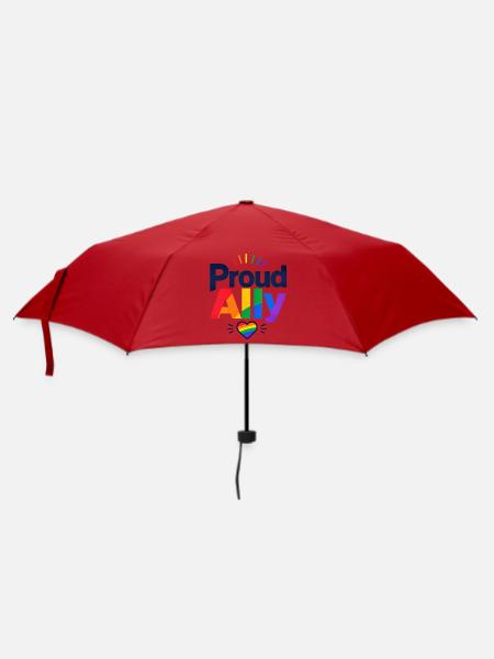 Proud Ally Spruch für LGBTQ Aktivisten & Fans CSD - Regenschirm (klein) - Rot