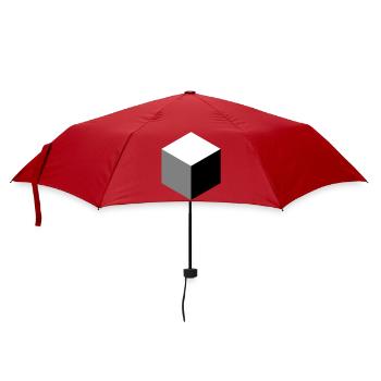 Geometrische Würfel-Silhouette - Regenschirm (klein) - Rot - Vorne