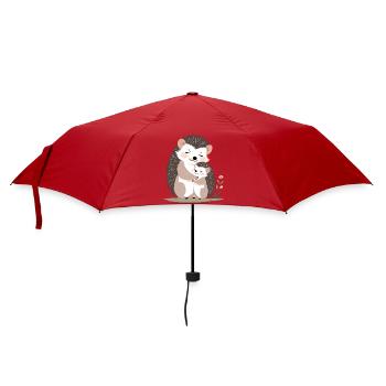 Kuschelige Igelfreundschaft - Regenschirm (klein) - Rot - Vorne