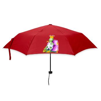 Froschkönig auf royalem Samtkissen - Regenschirm (klein) - Rot - Vorne