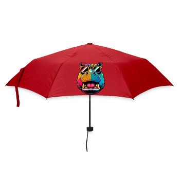 Nilpferd mit Sonnenbrille - Regenschirm (klein) - Rot - Vorne