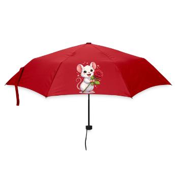 Souris mignonne avec une rose – Motif de la Saint-Valentin plein d’amour - Parapluie standard - rouge - Devant