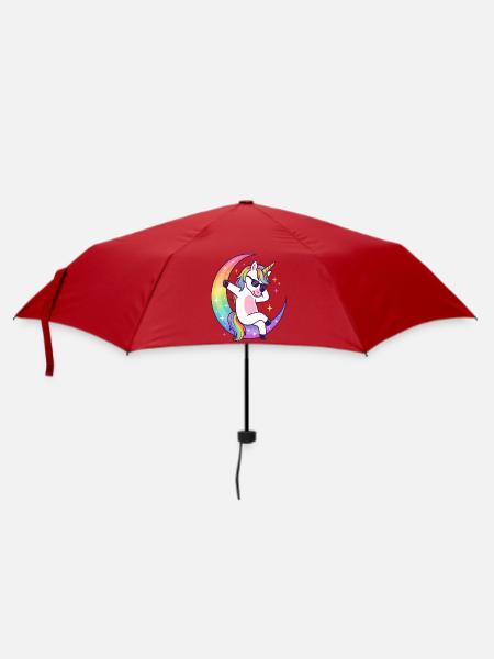 Regenbogen-Einhorn-Mond-Rille - Regenschirm (klein) - Rot