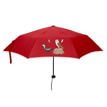 Skunk und Eule.png - Regenschirm (klein) - Rot - Vorne
