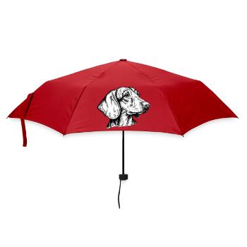 Teckel à poil court Portrait sw - Parapluie standard - rouge - Devant