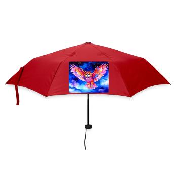 Colorful eagle owl in front of a starry sky - Umbrella (small) - red - Front