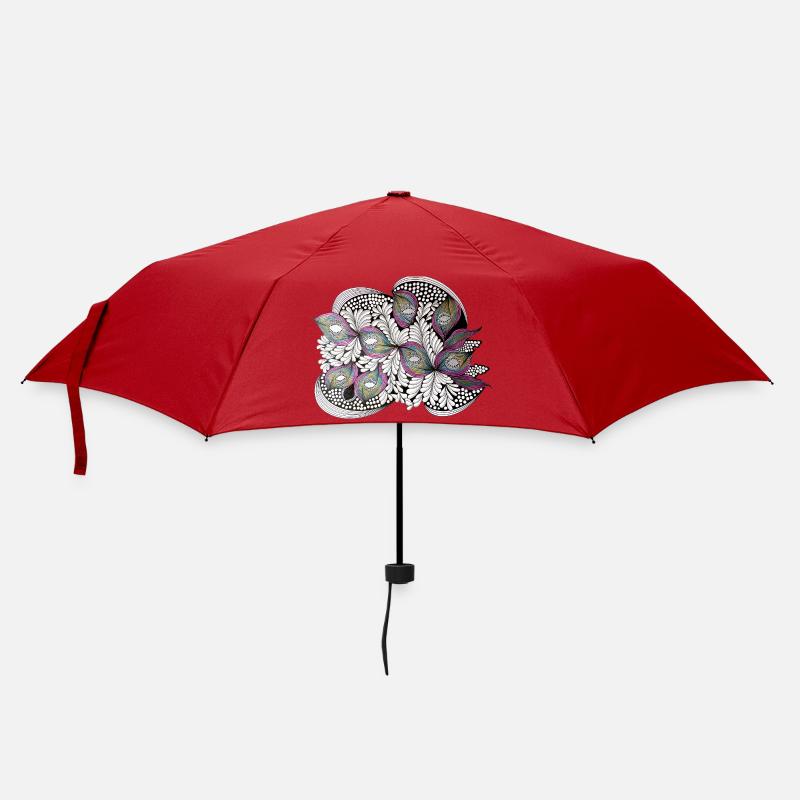 Peacock Feather Doodle Pattern - Umbrella (small) - red