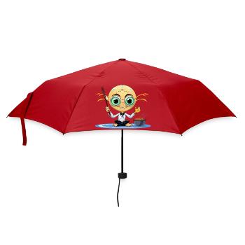 Zen-Außerirdischer Meditierer - Regenschirm (klein) - Rot - Vorne