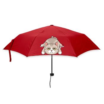Grim late riser cat morning grouch - Umbrella (small) - red - Front