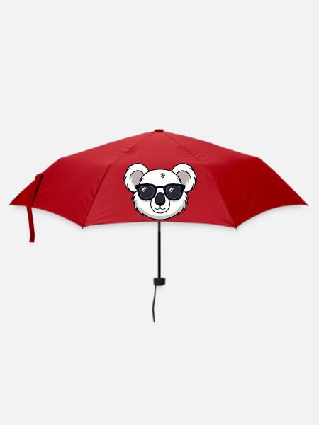 Weißer Koala Cartoon Schwarze Brille - Regenschirm (klein) - Rot