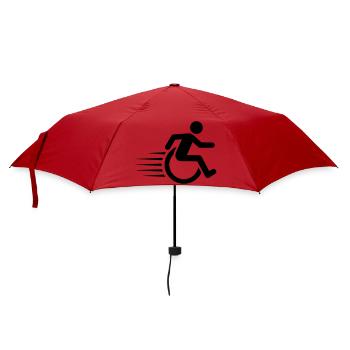 Schneller Rollstuhlfahrer in Bewegung # - Regenschirm (klein) - Rot - Vorne