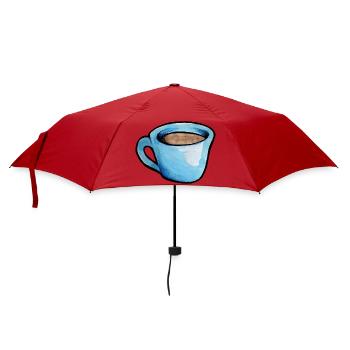 Blaue Aquarell Kaffeetasse - Regenschirm (klein) - Rot - Vorne