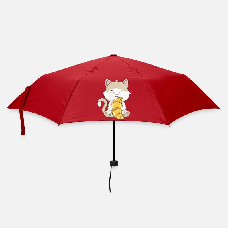 Chat Kawaii mignon avec croissant - Parapluie standard - rouge