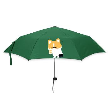 Tired Corgi Coffee  - Umbrella (small) - bottlegreen - Front