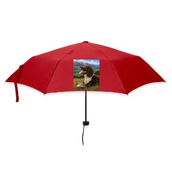 Berglandschaft Hundportrait - Regenschirm (klein) - Rot - Vorne