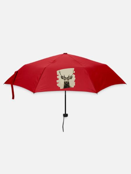 Hirsch mit Geweih - Regenschirm (klein) - Rot