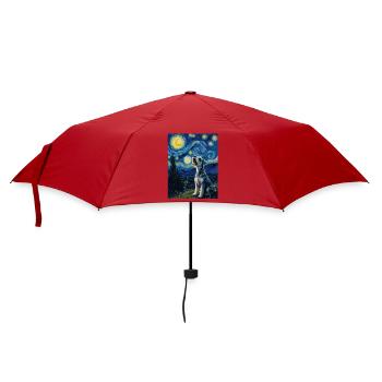 Sternennacht-Schnauzer-Kunstparodie-Porträt - Regenschirm (klein) - Rot - Vorne