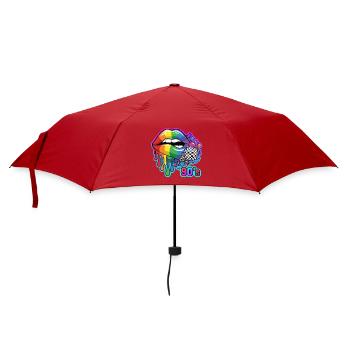 Regenbogenlippen 90er Disco - Regenschirm (klein) - Rot - Vorne