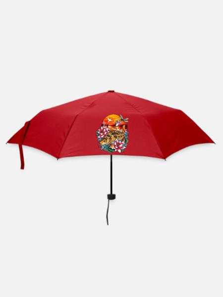 Carpe_miroir_dans_un_coucher_de_soleil - Regenschirm (klein) - Rot