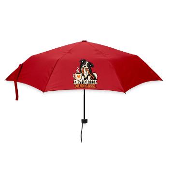 Erst Kaffee, Dann Gassi Hundemotiv - Regenschirm (klein) - Rot - Vorne