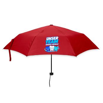 Unser Team Unser Lächeln – Zahnarztpraxis - Regenschirm (klein) - Rot - Vorne