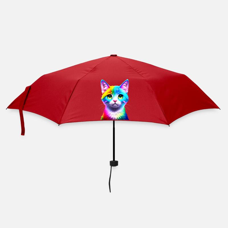 Rainbow Cat - Umbrella (small) - red
