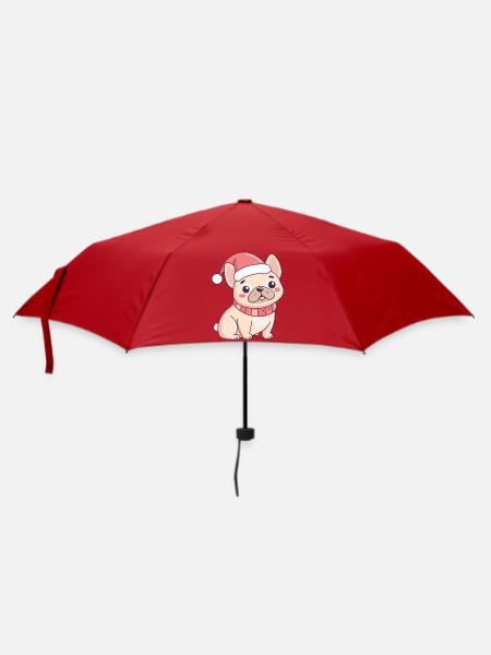 Französischer Weihnachtsbulldogge - Regenschirm (klein) - Rot
