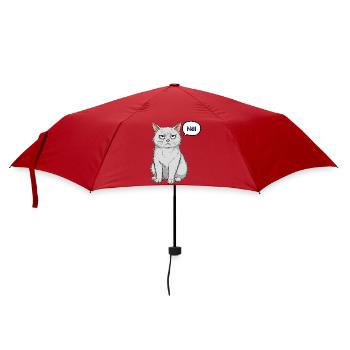 Grimmige Katze - einfach "Nö" - Regenschirm (klein) - Rot - Vorne