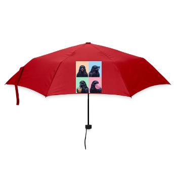 Krähen Krähe - Regenschirm (klein) - Rot - Vorne