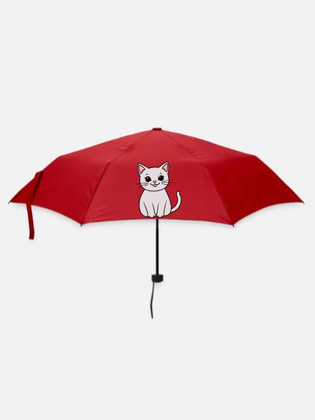 graues Kätzchen - Regenschirm (klein) - Rot