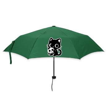 Süße Gruselkatze mit Totenkopf | Kawaii Spooky Mot - Regenschirm (klein) - Flaschengrün - Vorne
