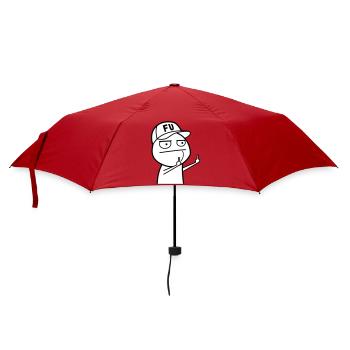 FU Meme mit Basecap (Farben änderbar) - Regenschirm (klein) - Rot - Vorne