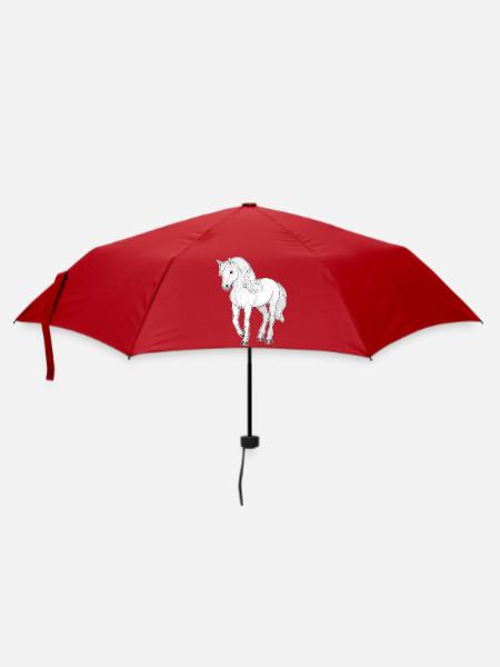 Weißes Pferd - Regenschirm (klein) - Rot