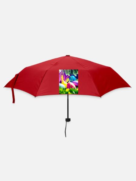 Ostereier mit Bunny-Umriss Hasenohren - Regenschirm (klein) - Rot